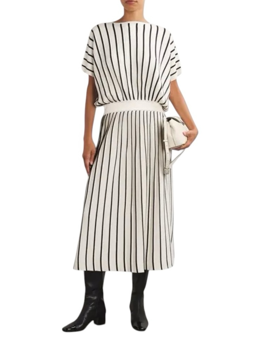 Max Mara, Viscose Knit Pleated Kirt & Cropped Top